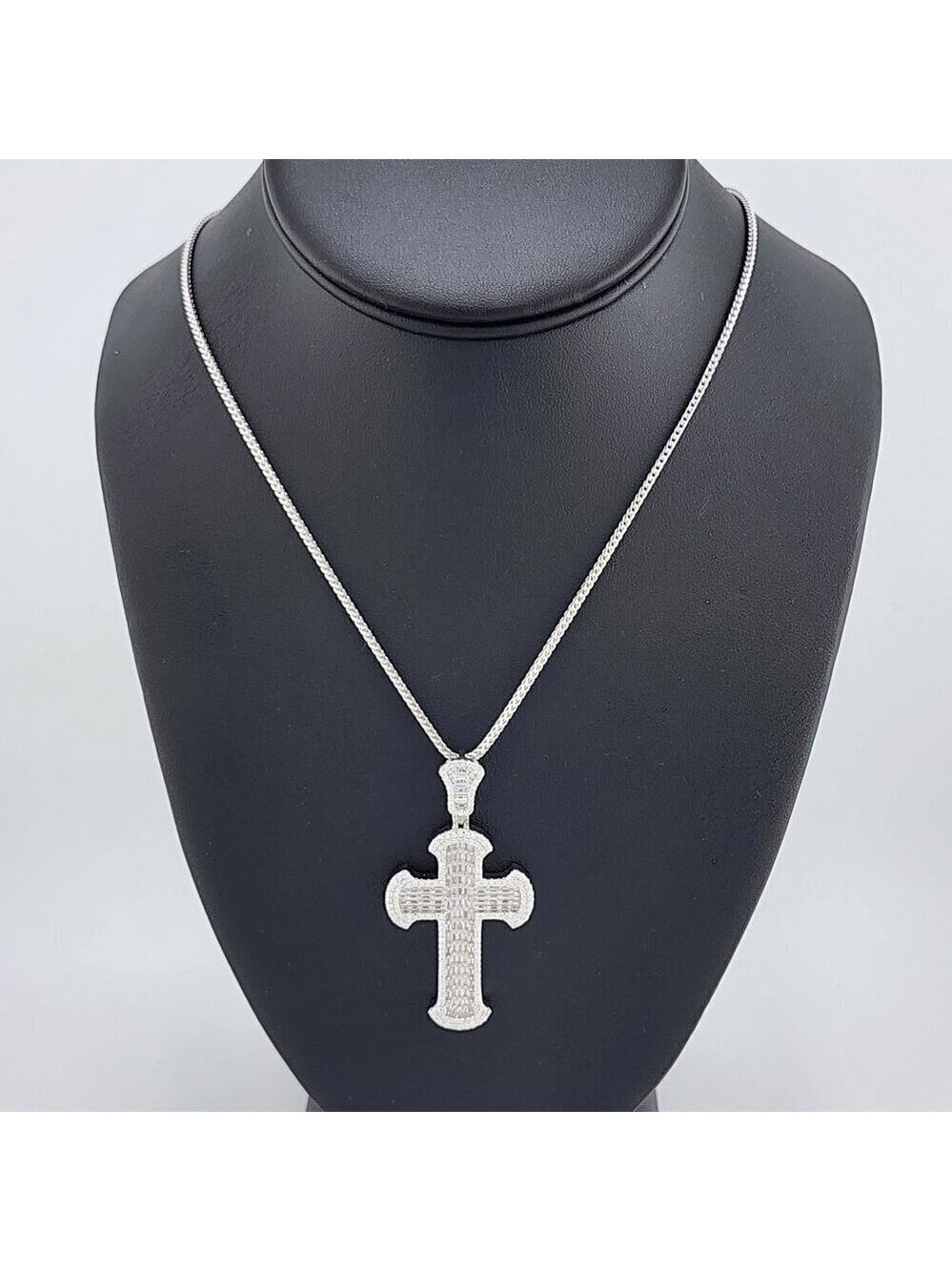 Brand New Sterling Silver 925 Cz Cross Necklace - Picture 3 of 9